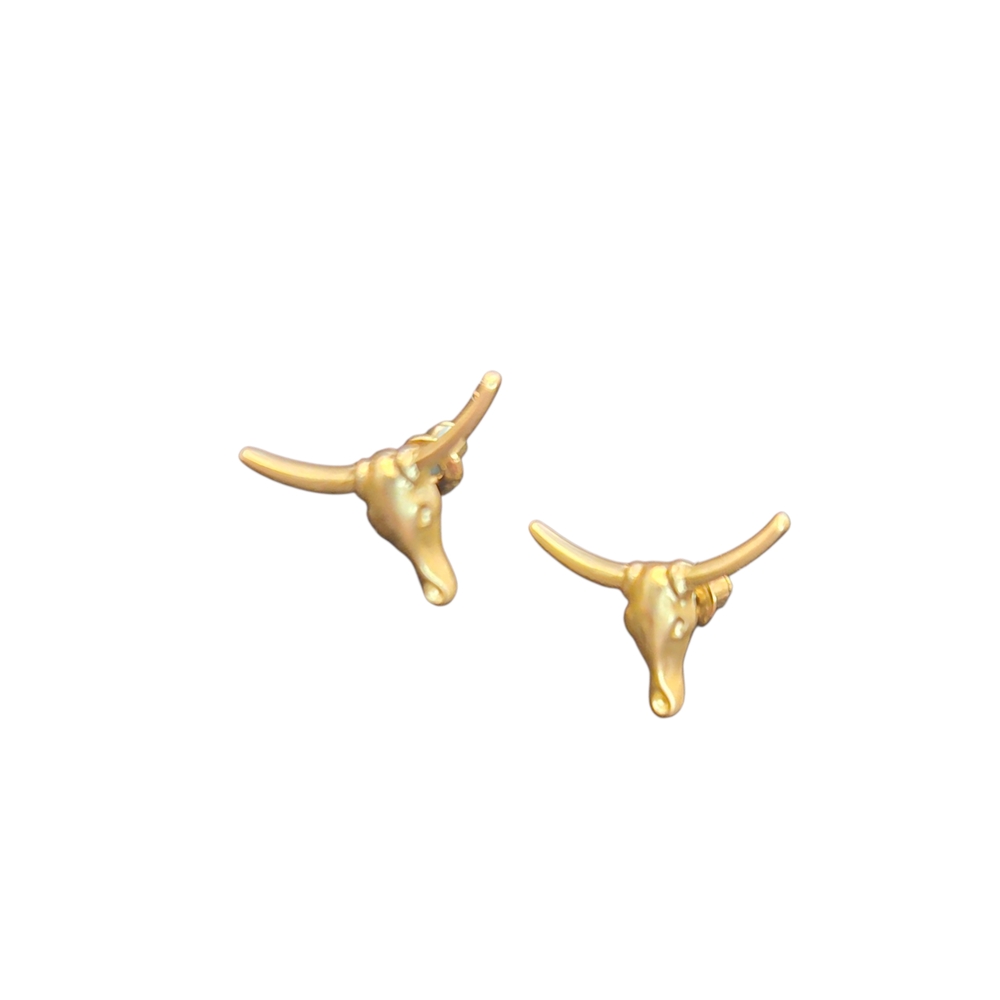 Gold Bull Head Earrings